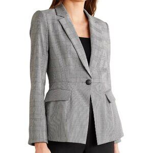Veronica Beard Womens 2 Suri Blazer Jacket Plaid Black White Peplum Suit